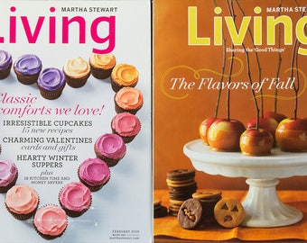 Martha Stewart Living Magazines October 2007 The Flavors of Fall and February 2009 Classic Comforts we Love, both in excellent condition