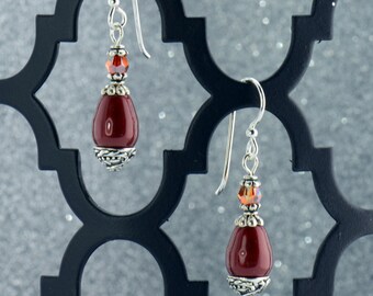 Bordeaux Pearl Earrings - E2499 - Free Shipping