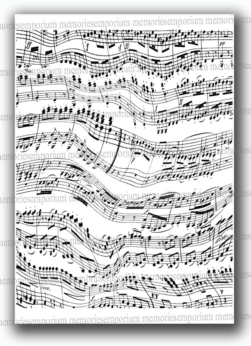music decoupage notes paper and Musical Music Page Score White Notes Music Sheet Black