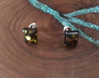 Amber stud earrings, amber sterling silver earrings