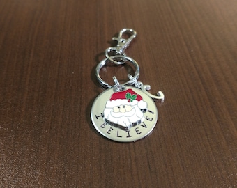 Custom Stamped Christmas Key Chain - Santa Key Chain - Personalized Christmas Gift - Name Key Chain - Stamped Christmas Gift