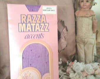 vintage purple tights, razza matazz tights, purple polka dots, 70s vintage tights, 80s costume