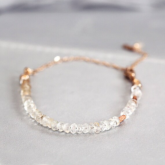 Topaz Bridal Bracelet - Rose Gold Wedding Jewelry