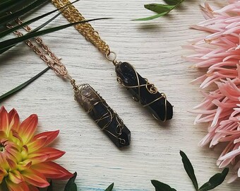 Smokey Quartz necklace / Raw Smokey quartz / Smokey quartz pendant / Quartz point necklace, Smokey quartz black crystal / Grunge crystal
