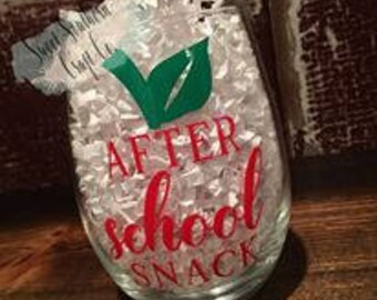 FREE SHIPPING*** After School Snack Teacher Wine Glass Decal, Teacher Gift, Teacher Appreciation, End of Year Teacher Present, Summer, Wine