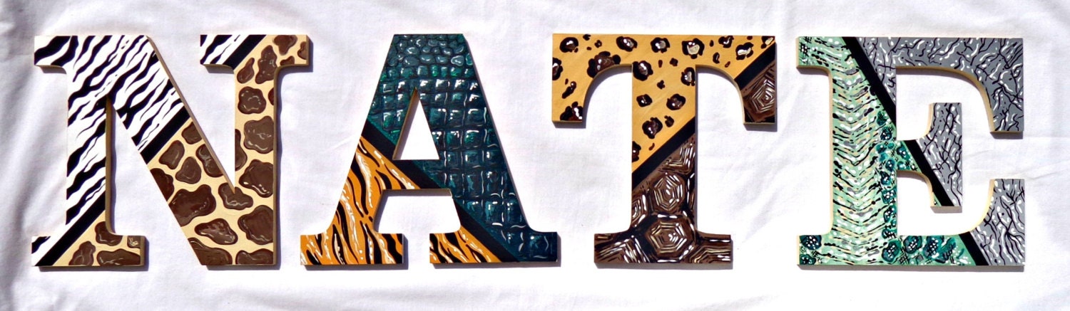 african animal print painted letters african safari nursery