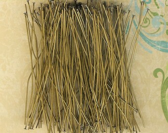 1 1/2 inch Head Pins, Antique Brass, Brass Head Pins, 144 piece pack Head Pins, Antique Headpins, 1.5" Headpin, Antique Brass Earrings