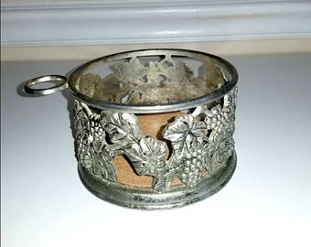 Vintage Wine Bottle Holder, Godinger Silver Plated Wine Holder, Silver Wine Coaster, Weddings, Reception, Barware, Wine Lover, Grapes, 1980s