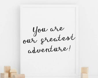 Handwritten Nursery Travel Print | Nursery Typography Travel Quote | Downloadable 8x10 Print