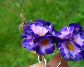 Handmade earrings Earrings made of polymer clay Purple earrings Earrings handmade Small earrings Purple Handmade Polymer clay earrings