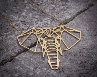 GC1001 4 Origami Elephant Connector Charms Gold Tone Unique Back Loops
