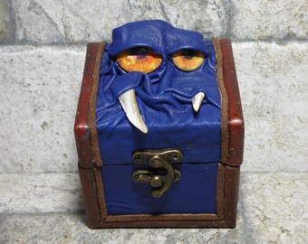Desk Organizer Trinket Dice Mimic Box Small Storage Treasure Chest Stash Blue Leather Harry Potter Labyrinth Gamer MTG Card Box 258
