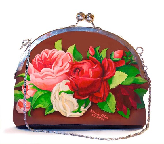 Retro clip purse,clutch bag, Red Paris,birthday gift,gifts for her,gifts for mom,Woody Ellen handbag,christmas gifts,christmas gift ideas