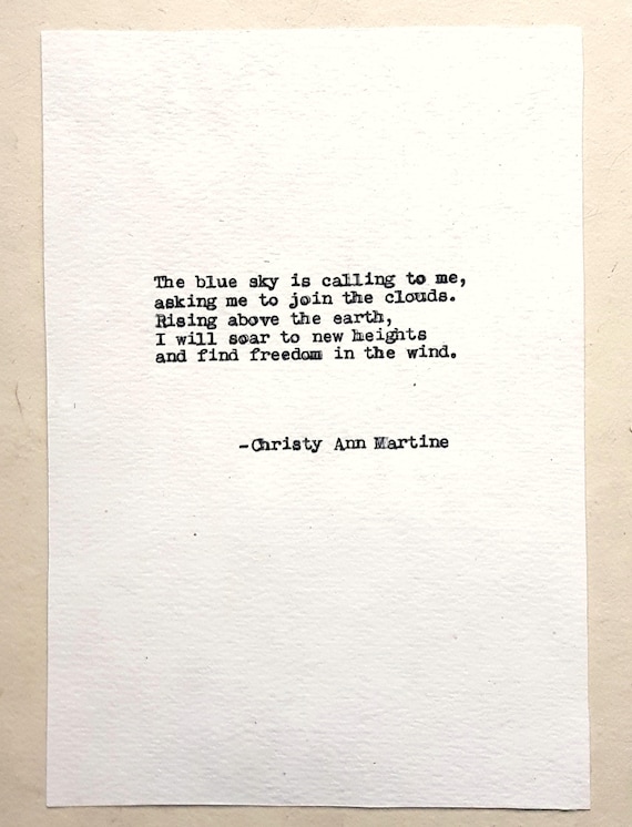 Nature Lover Quotes - Poetry - Yoga - Peace - Meditation Quote - Blue Sky Poem