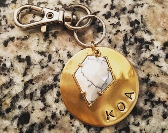 White Marble and Gold Pet ID Tag/ Dog Tag/ Cat Tag/ Bridle Tag/ Saddle Tag