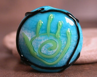 Healing Hand Bead, Lampwork Focal Bead, Lampwork Glass Focal, Divine Spark Designs, SRA