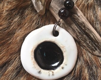 Black Eye * ceramic pendant, glass