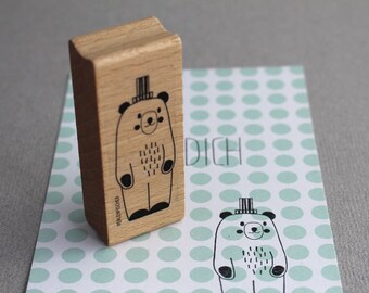 Stamp Bear Wearing A Top Hat - Bär mit Hut
