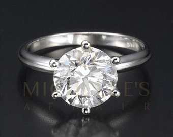 Diamond Anniversary Ring 14 Karat White Gold 1 3/4 Carat Certified Round Cut F SI2 Women Diamond Ring