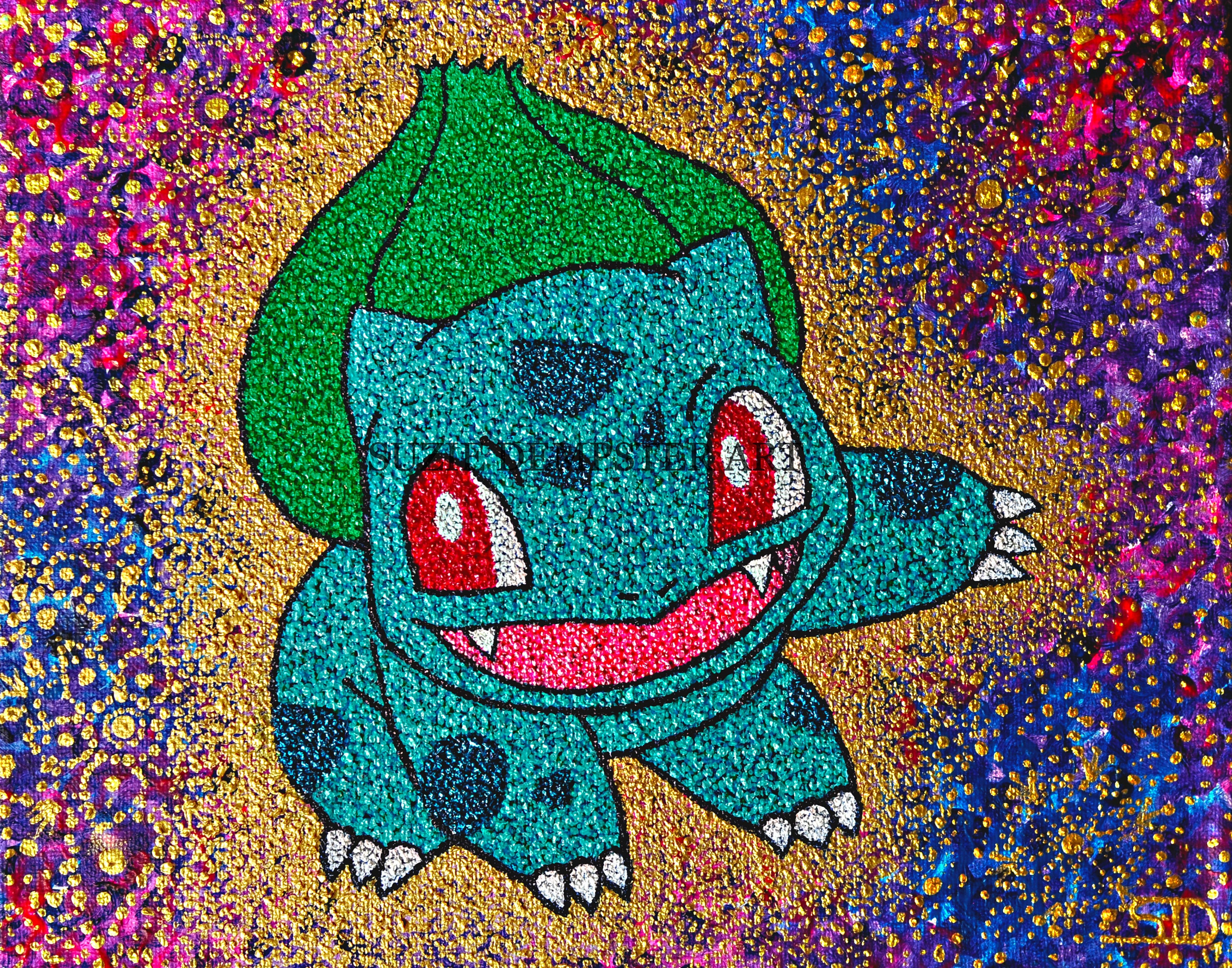 Bulbasaur Pointillism Painting PRINT