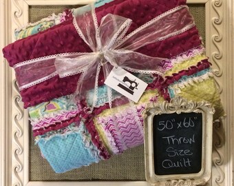Handmade Throw Size Rag Quilt