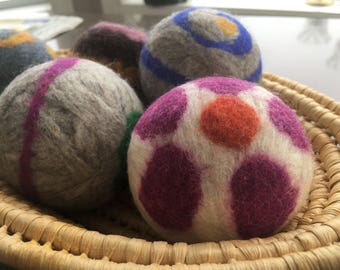 Assorted Eco-friendly Wool Dryer Balls - Laundry Ball - 100% Felted Wool - Essential Oil or Unscented - 5 pack