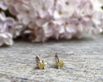 Solid Gold Triangle Raw Diamond Slice Studs