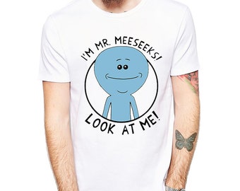 Mr. Meeseeks and Destroy - Rick and Morty T-Shirt - Cartoon Clothes - TV Series Animation Shirts - Pajama Athletic Gym Wear - Sleepwear