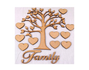 WWS Family Tree Set MDF Laser Cut Wooden Craft Blank,Shape,Wedding,Guestbook