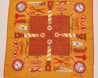 Vintage Designer Tammis Keefe Barbershop Hankie