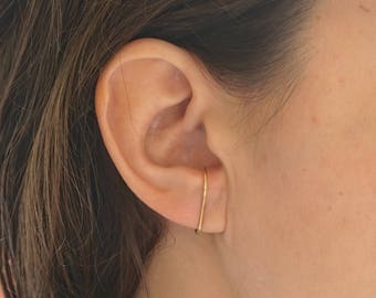 Round Double Suspender Earrings hook earrings sterling silver stud simple Single earring 14k Gold filled 14k Rose gold minimalistic 0233