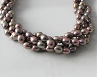 Taupe Rice Pearls, Brown Pearls, Oval Pearls, Real Pearls, Genuine Pearls, Freshwater Pearls, 6mm Pearls, Full Strand RP412