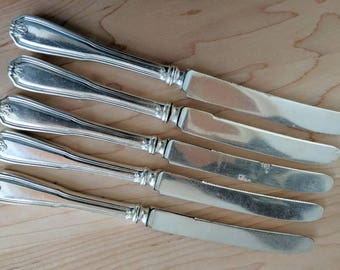 Antique REED & BARTON 1939 COMMONWEALTH Hollow Handle Breakfast Knife 7 1/2", Set of 5