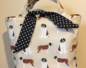 Saint Bernard dog print handbag