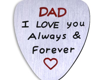 Pure Steel Fathers Day gift from daughter or son. Remember I love you Dad Guitar Pick