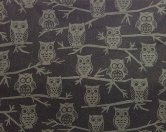 SALE - One Half Yard of Fabric Material - Owls on Black