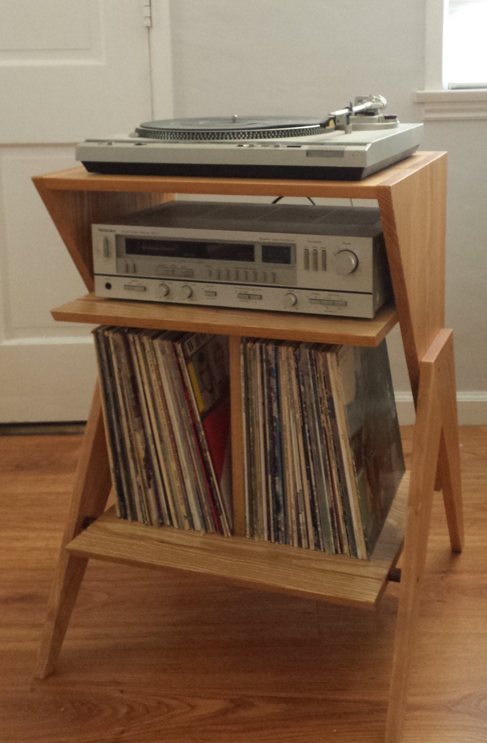Solid Ash Wood Record Player Stand Vinyl / LP Storage