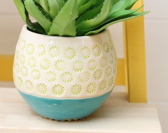 cactus pot // boho decor // watercolor // planter