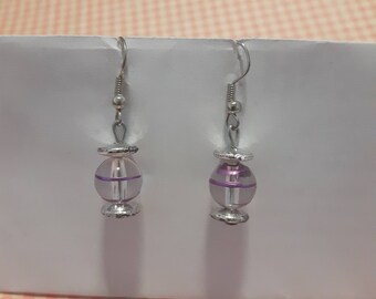 Clear and pink bead earrings