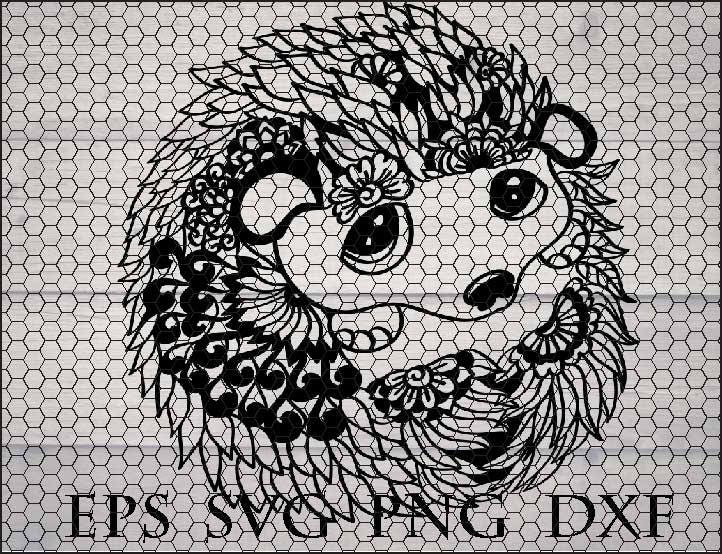 Hedgehog svg file / zentangle animal svg / animal mandala svg