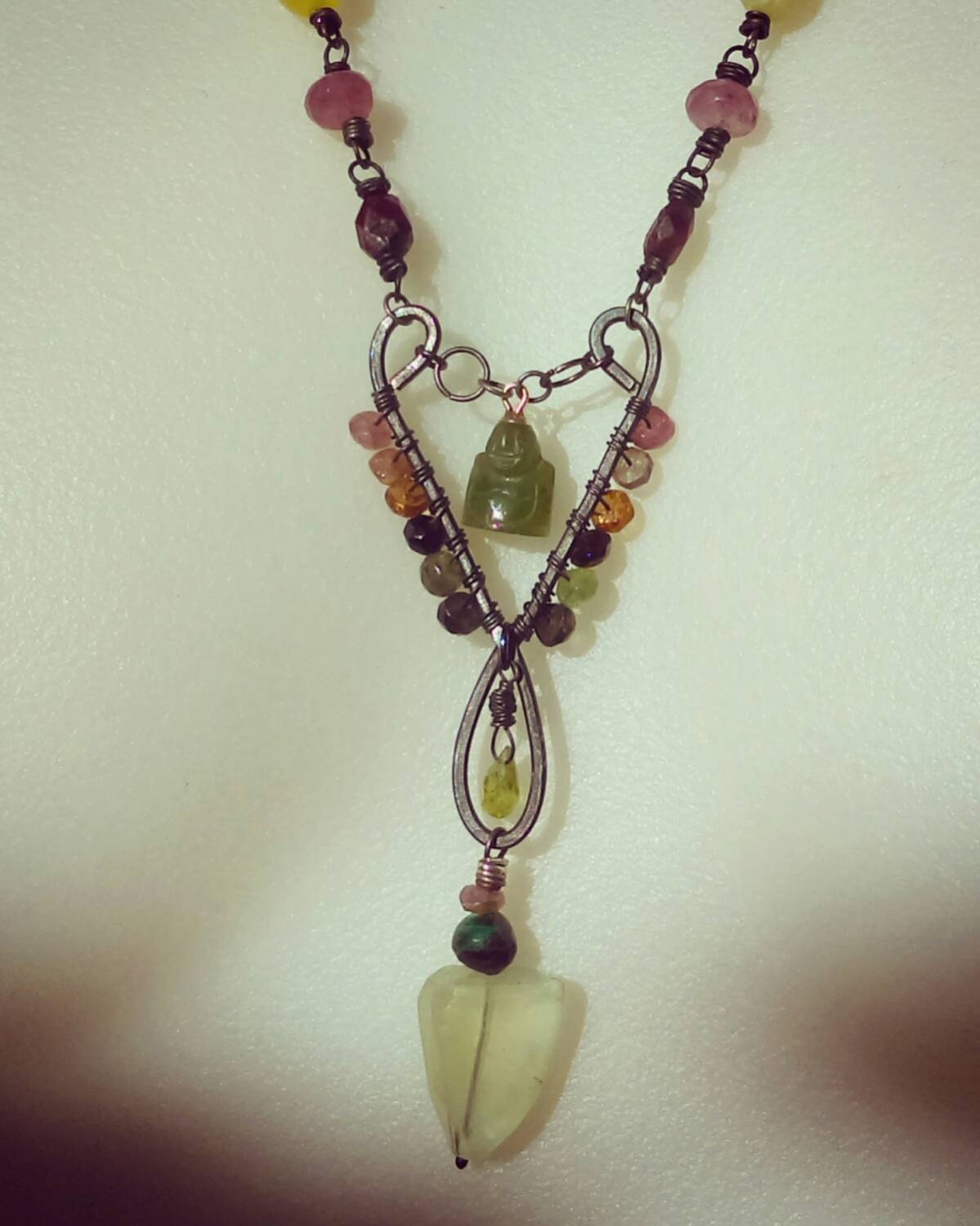 ZEN GARDEN Necklace Jade Buddha Necklace Set Wire Wrapped