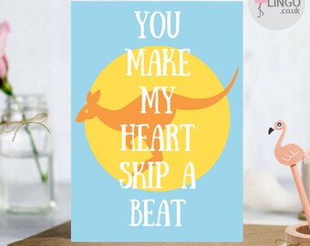 Australia Kangaroo Anniversary Greeting Card | Wife Husband Girlfriend Boyfriend | Love Greetings card Personalised By Flamingo Lingo(AU2)