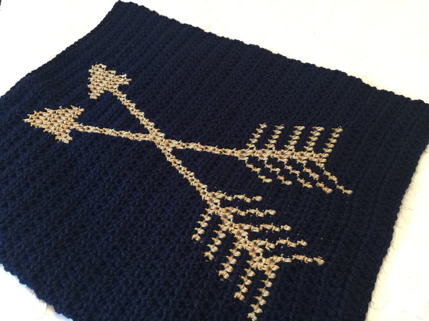 Arrow Blanket Gold Arrows Crochet Blanket Chunky Blanket