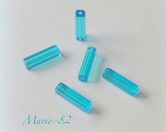 30 glass beads / Tube Turquoise Rectangle