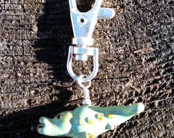 Handmade Glass Alligator Zipper Pull