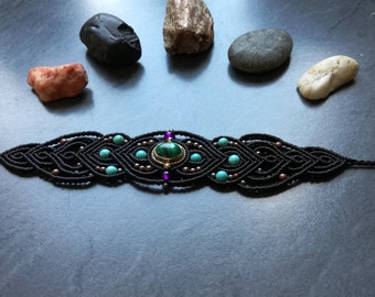 Bracelet macrame and malachite