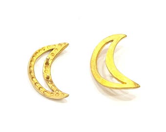 Raw Brass Crescent Moon Charms 16x10mm G7348