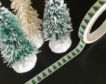 CHRISTMAS TREES Thin Washi Tape Mini Green Tree Narrow Skinny Roll Holiday cards winter crafts planner craft planners card embellishments