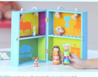 Sale! KIDS DOLLHOUSE KIT! Wood Doll House and Peg People / Includes All Supplies / Fun to Make and Use
