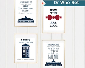 Set Dr Who cross stitch pattern doctor who craft police box dr who dr who quote pattern i think inside the box